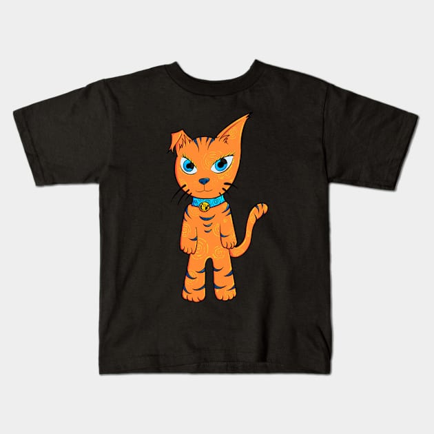 Orange Cat Kids T-Shirt by TKDoodle